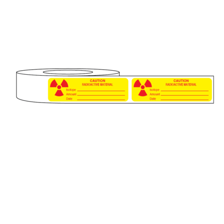 NEVS Labal, Caution Radioactive Material Isotope/Amount/Date 7/8" x 3" L-0598